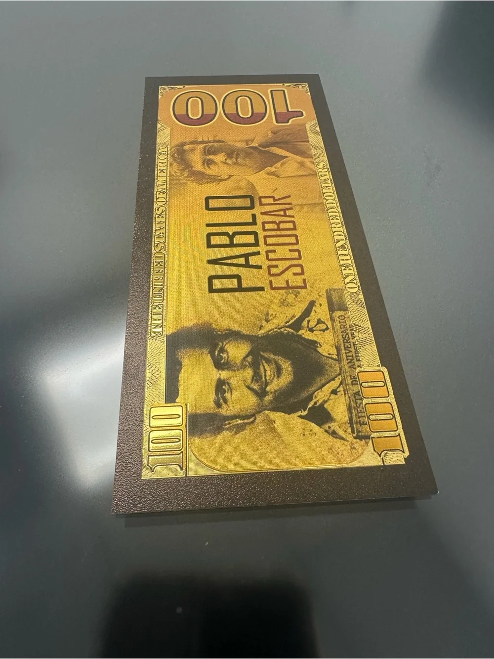 Novelty Pablo Escobar 100 Bill Wallet Card Holder - Black and Gold
